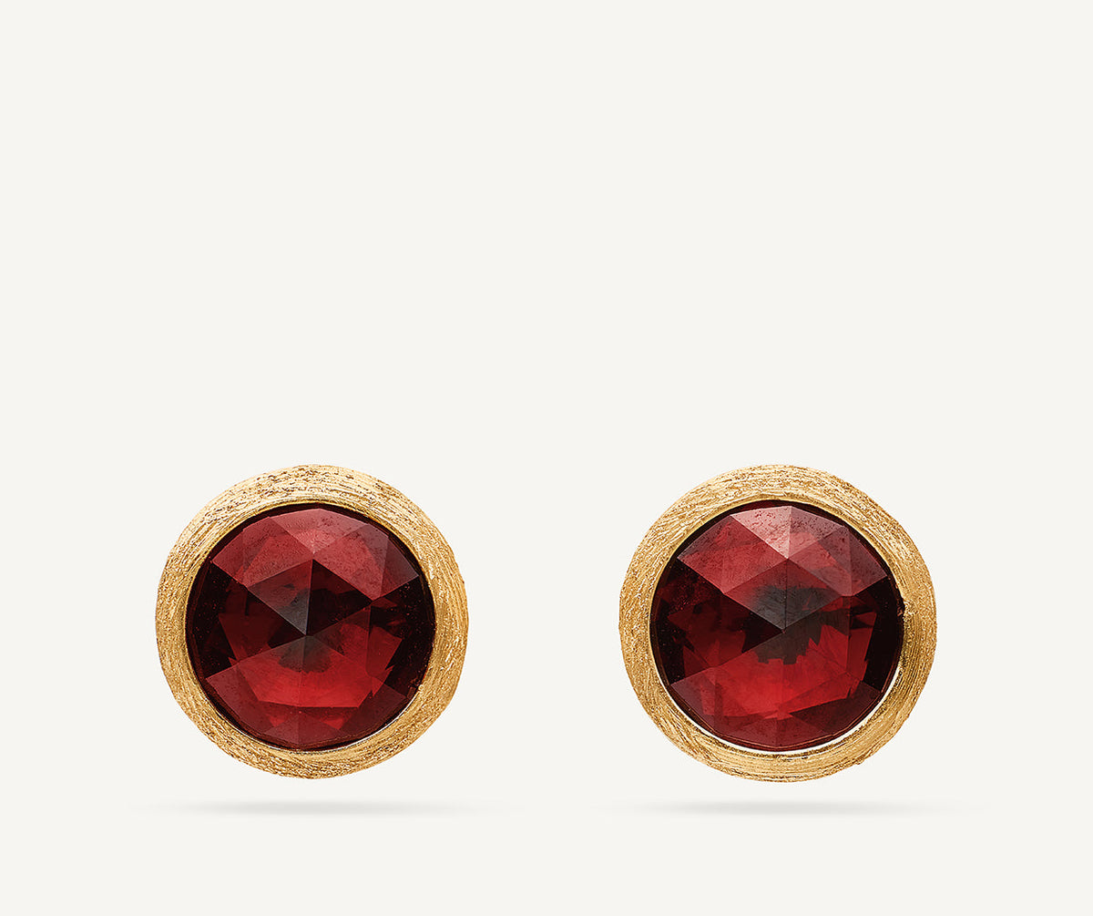 Gold Garnet Stud Earrings, 10K Yellow Gold Genuine Garnet 2024 with Diamond Stud Earrings