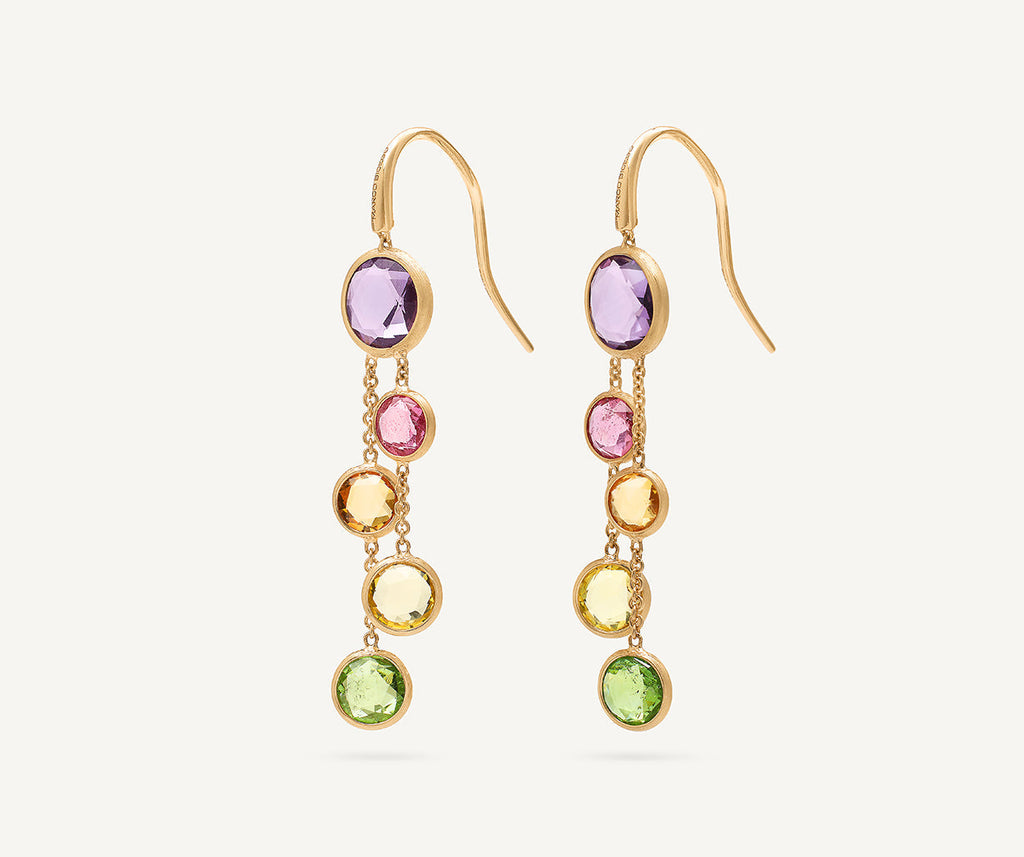 JAIPUR COLOR 18K Yellow Gold Gemstone 2-Strand Earrings OB1290_MIX01_Y_02