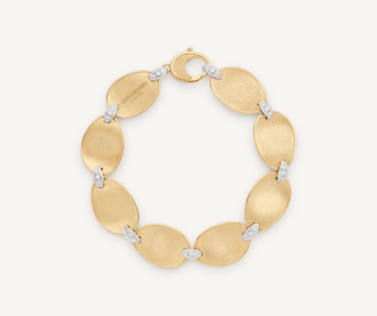 18K Yellow Gold Petal Bracelet with Diamonds, 6.88