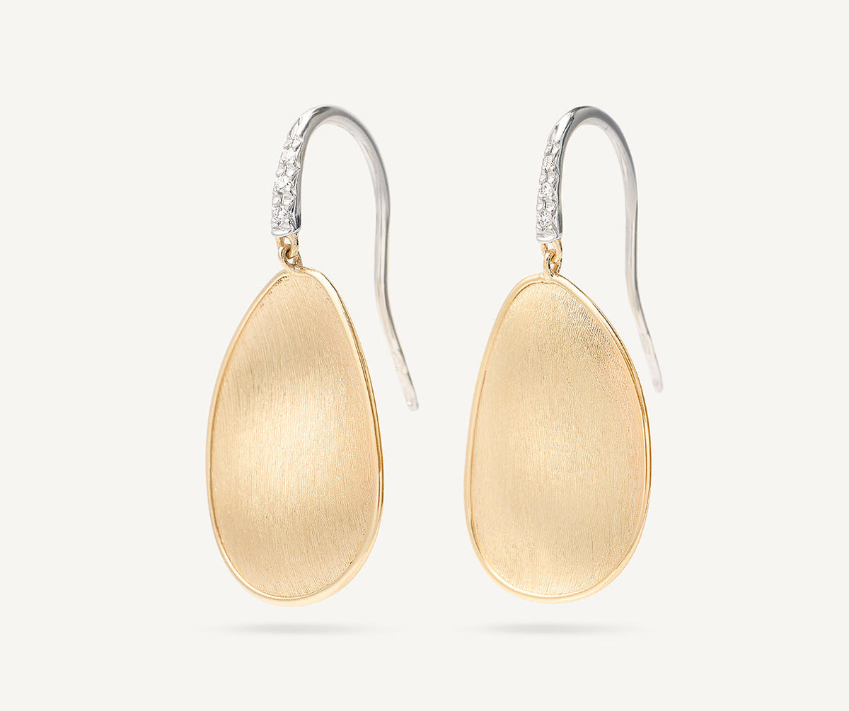 18K Yellow Gold Petal Earrings with Diamonds, 1.25