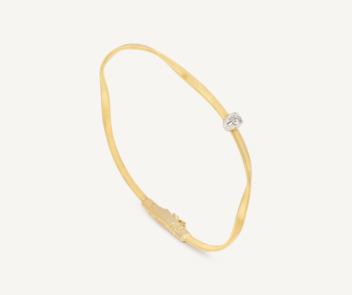 18K Yellow Gold Coil Bangle a Diamond Station, 2mm – Marco Bicego