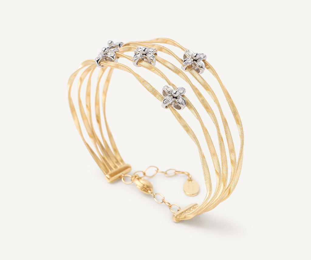 MARRAKECH ONDE 18K Yellow Gold 5-Strand Bangle with Floral Diamonds SG29_B3_YW_M5