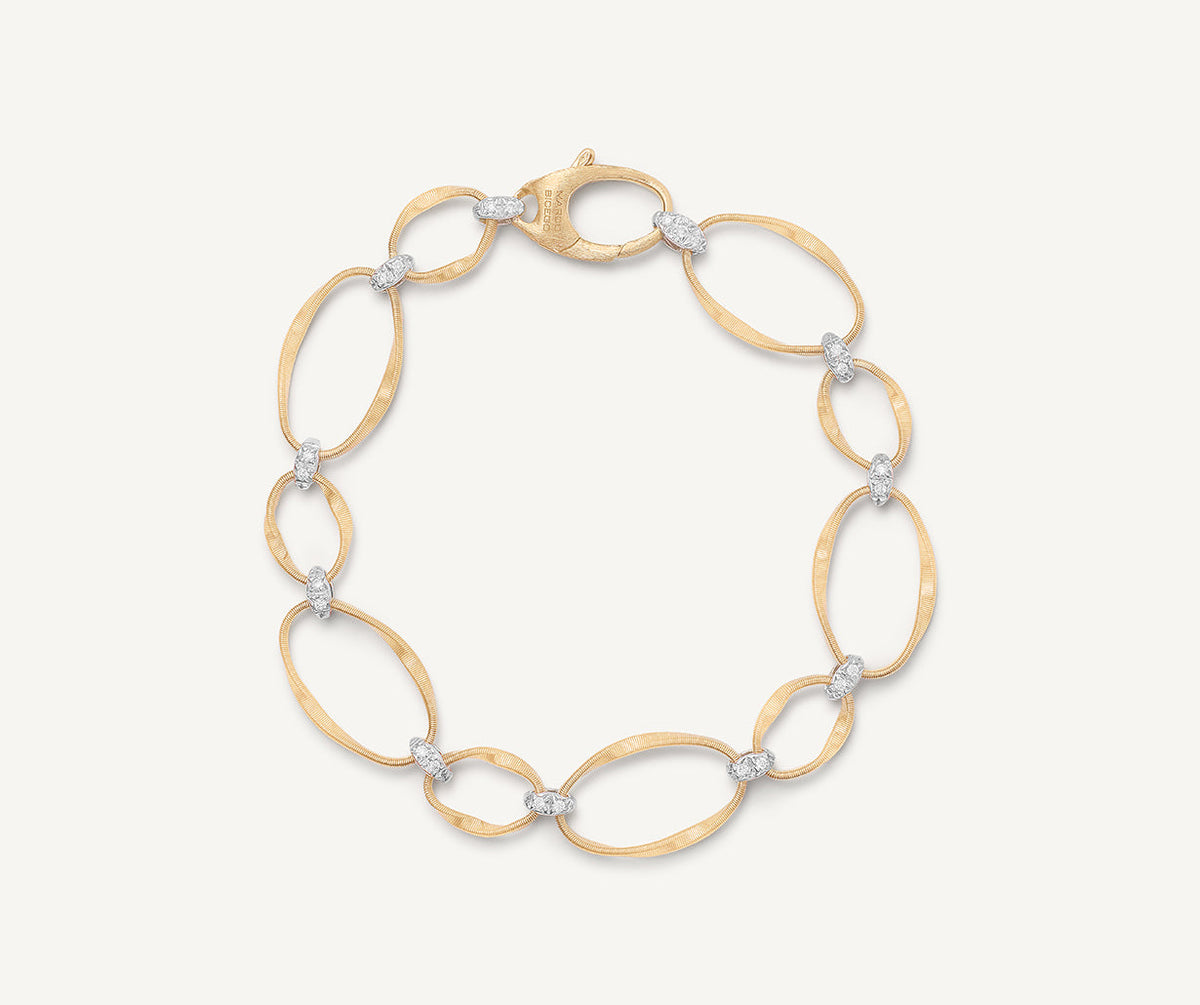 18K Yellow Gold and Diamond Flat Link Bracelet | Marrakech Onde