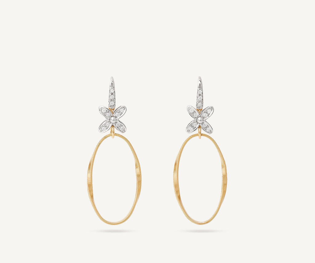 MARRAKECH ONDE 18K Yellow Gold and Diamond French Hook Earrings with Floral Diamonds OG395-AB_B3_YW_M5