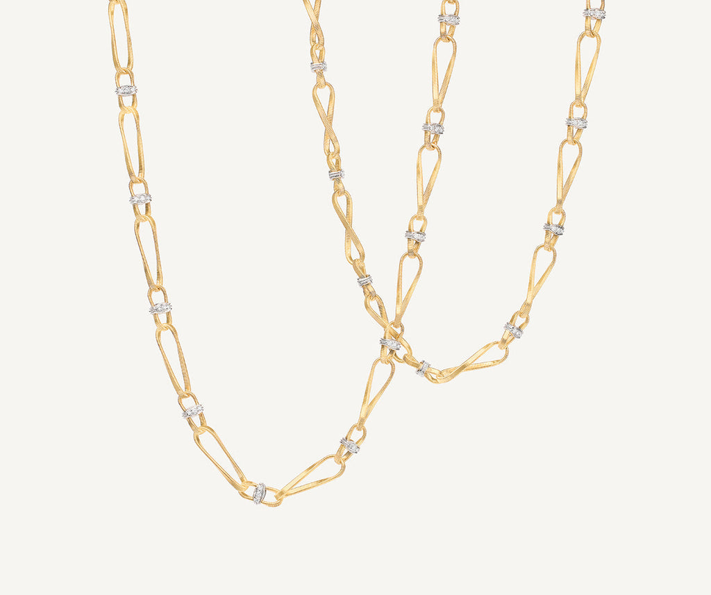 MARRAKECH ONDE 18K Yellow Gold Twisted Coil Long Link Necklace With Diamonds CG845_B_YW_M5