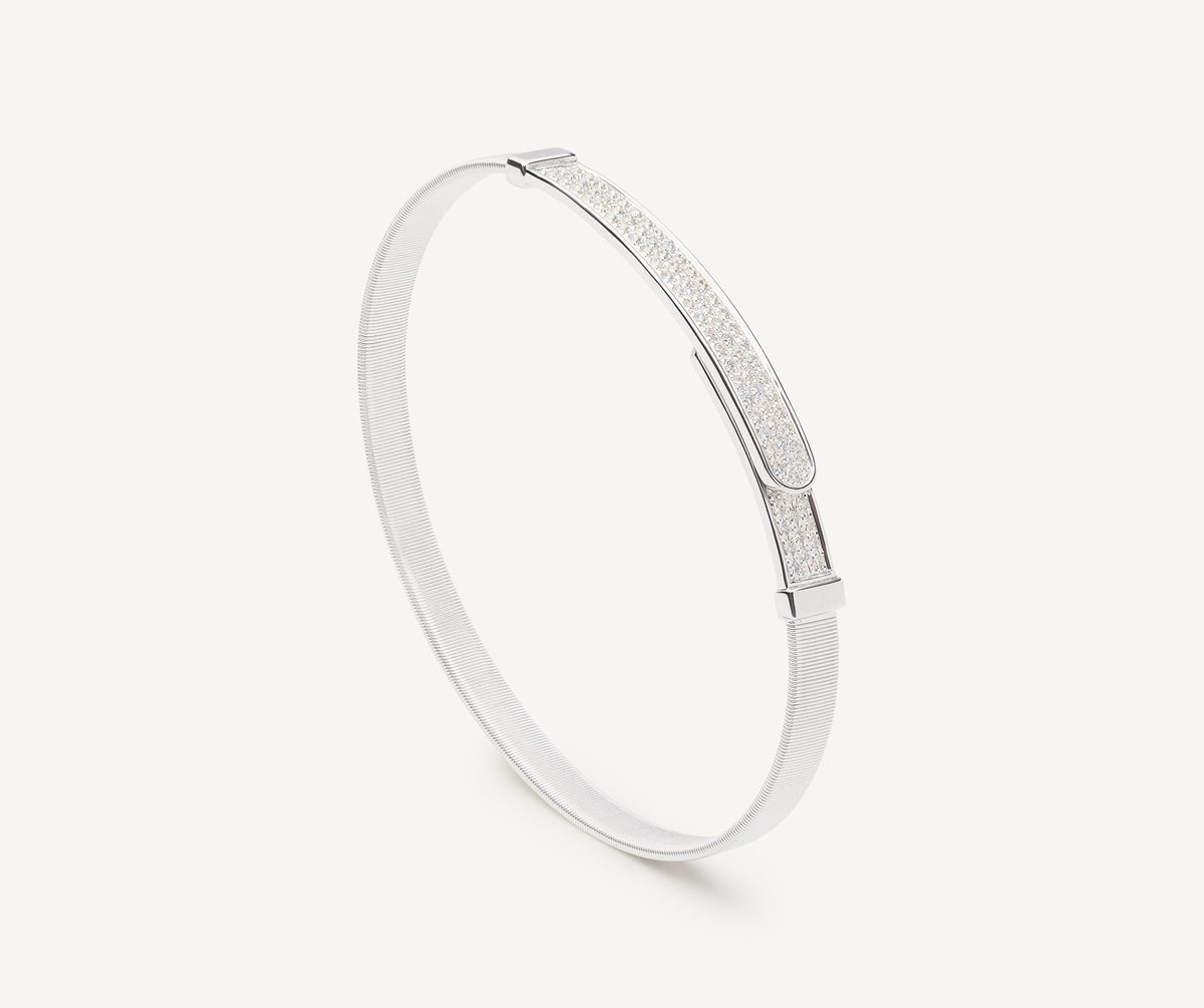 18K White Gold Coil Bangle with Diamond Bar, 5mm – Marco Bicego