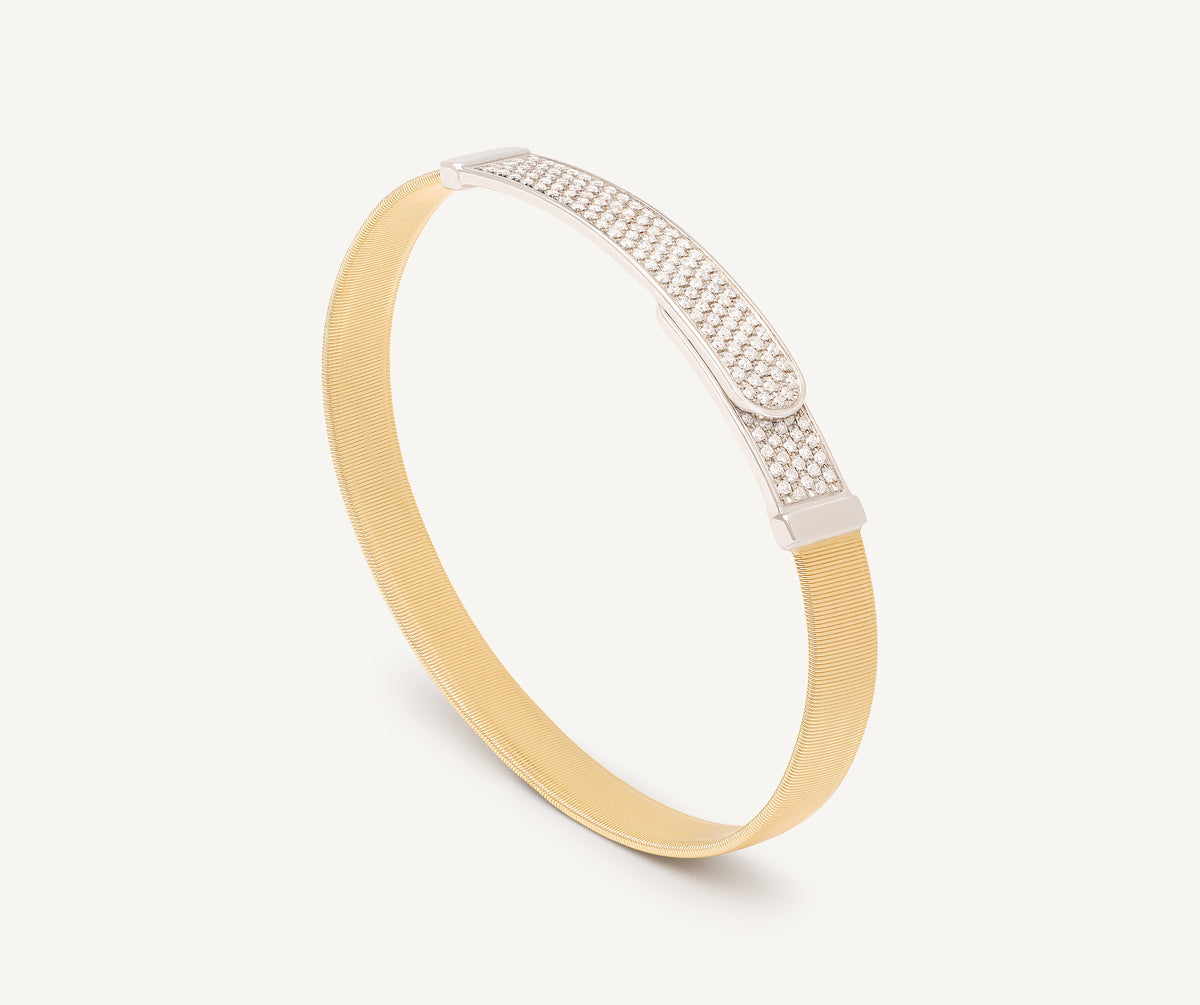 18K Yellow Gold Coil Bangle with Diamond Bar, 7mm – Marco Bicego