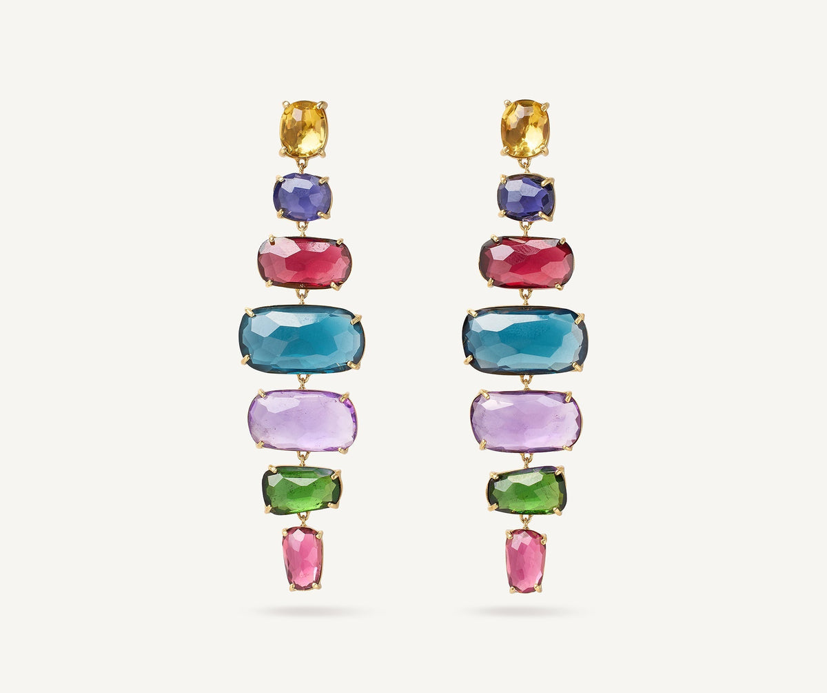 18K Yellow Gold Statement Gemstone Earrings