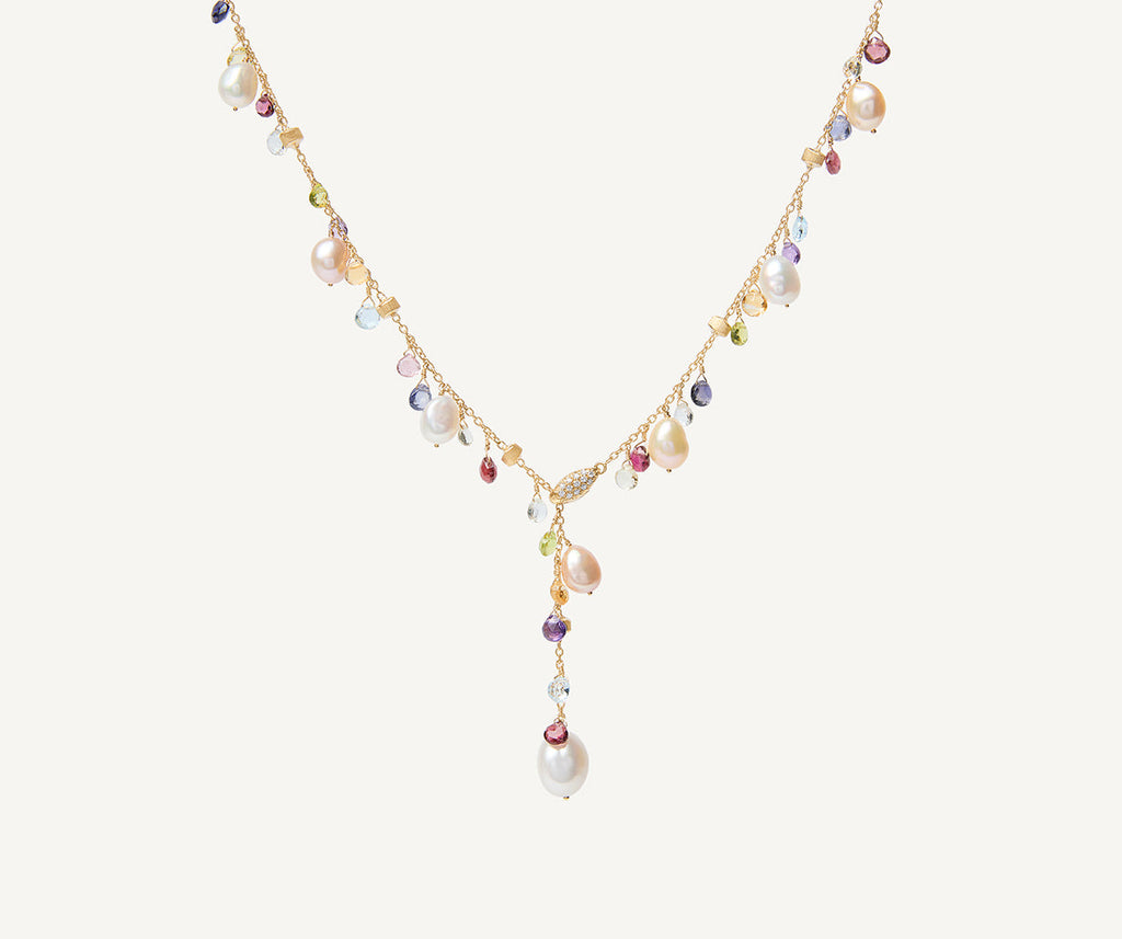 PARADISE 18K Yellow Gold Gemstone Lariat Necklace With Freshwater Pearls CB2586-B_MIX114_Y_02
