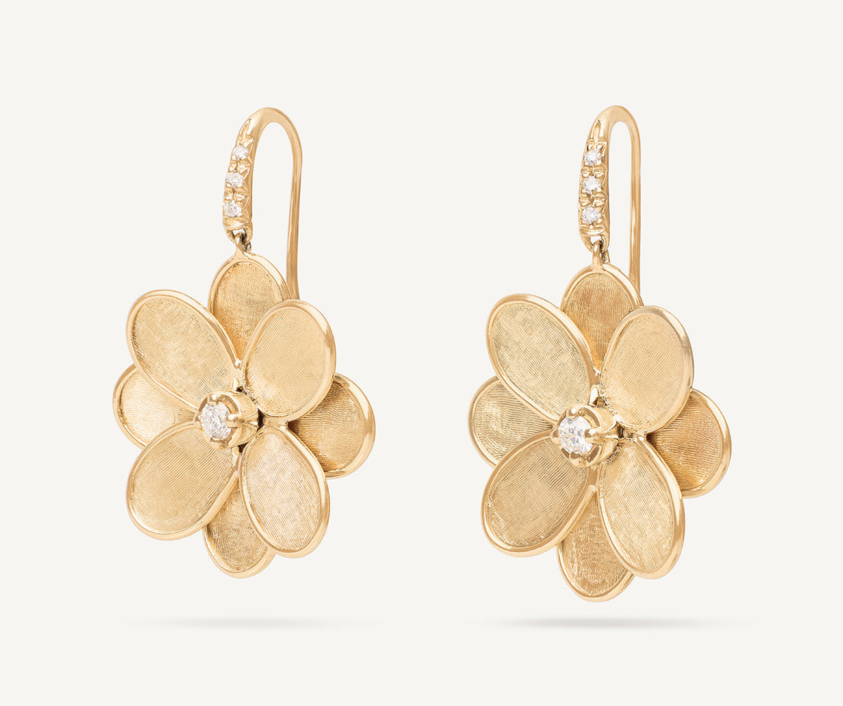 18K Yellow Gold Flower Drop Earrings with Diamonds – Marco Bicego