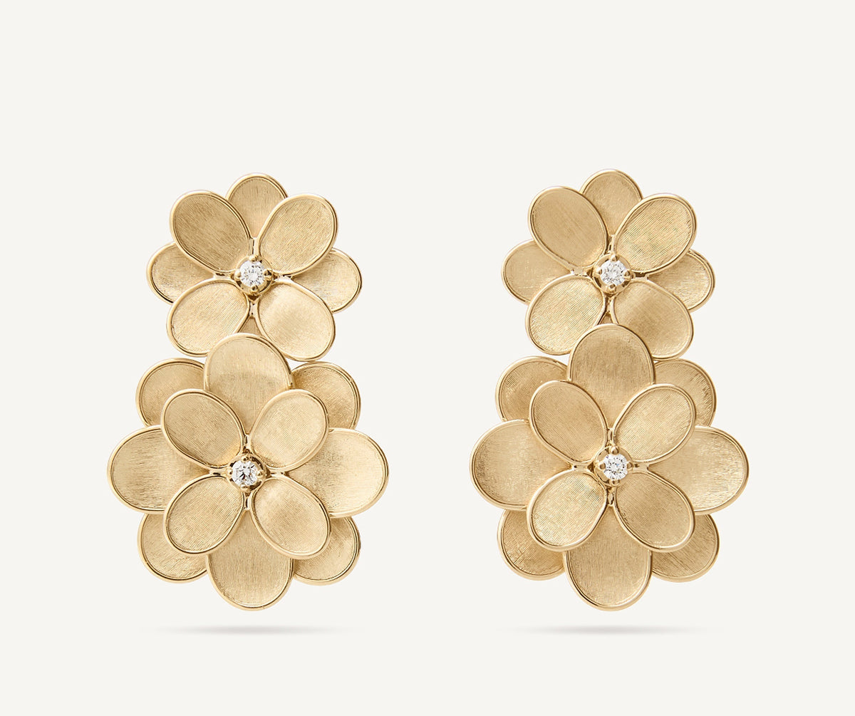 Piper Gold Floral Blooms Statment Earrings 18K Yellow Gold Flower Earrings with Diamonds, 1.3 main image 3