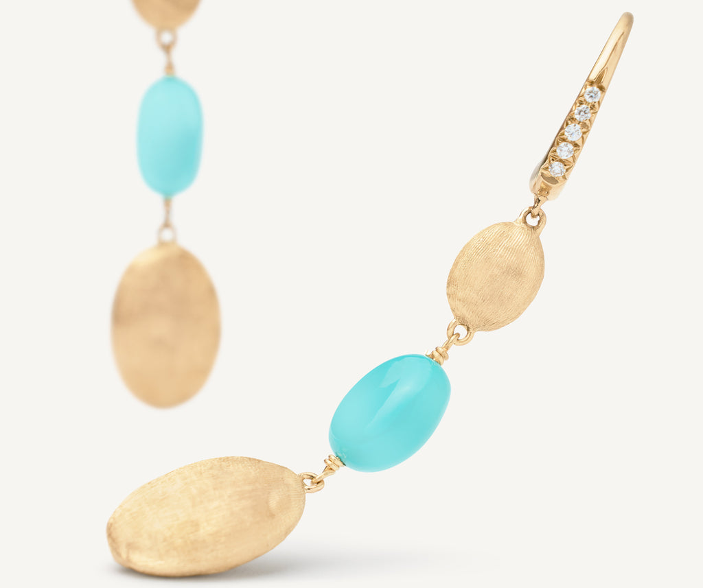 SIVIGLIA 18K Yellow Gold Drop Earrings with Turquoise and Diamond Clip OB1857-MB_TU01_Y_02