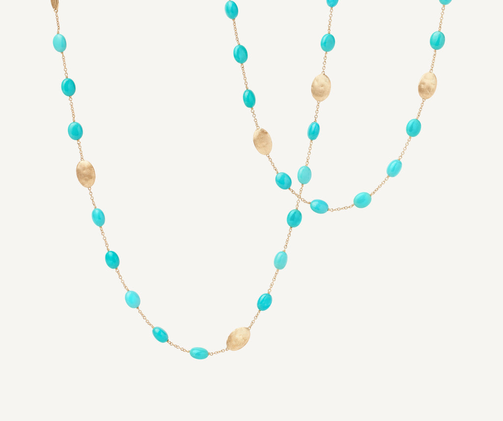 SIVIGLIA 18K Yellow Gold Necklace with Turquoise, Long CB2770_TU01_Y_02