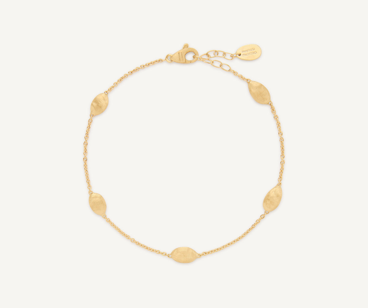 18K Yellow Gold Small Bean Bracelet, 6.5