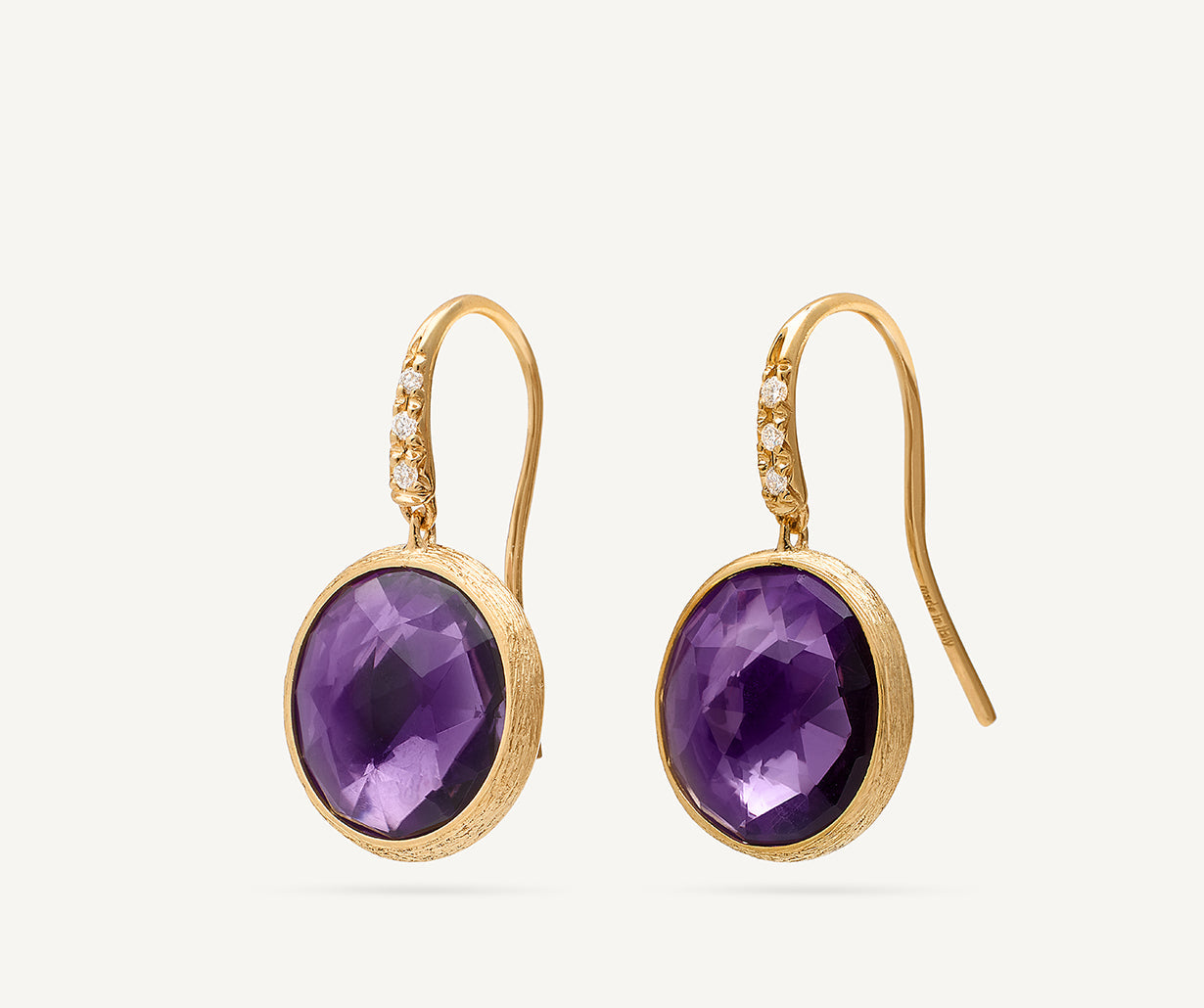 18K Yellow Gold Amethyst Drop Earrings with Diamonds – Marco