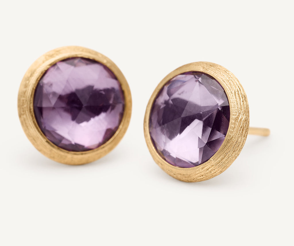 18K Yellow Gold Amethyst Stud Earrings OB957_AL01_Y_02