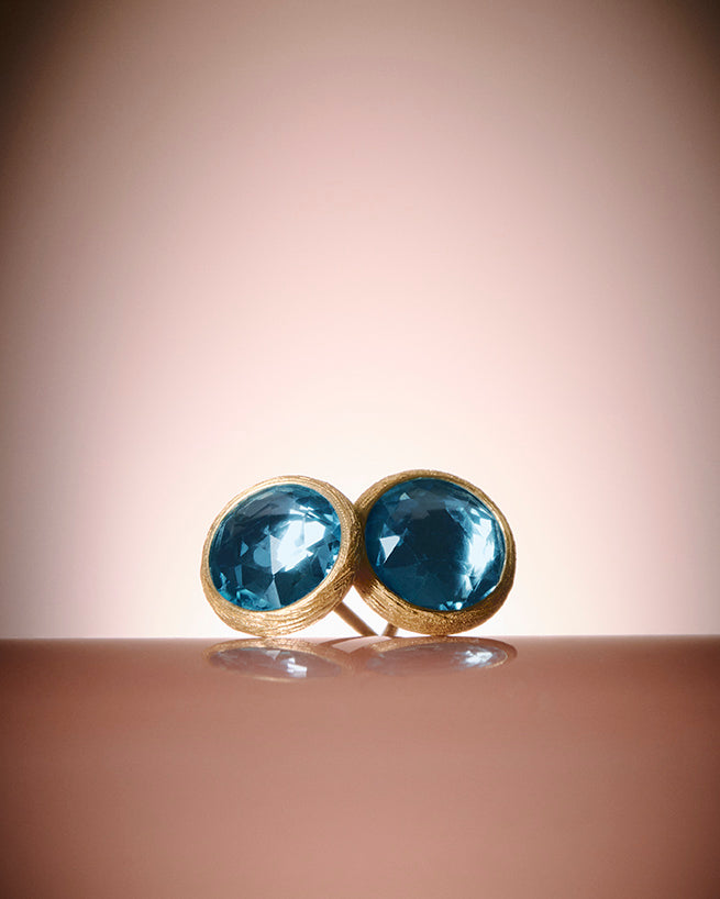 18K Yellow Gold Blue Topaz Stud Earrings OB957_TP01_Y_02