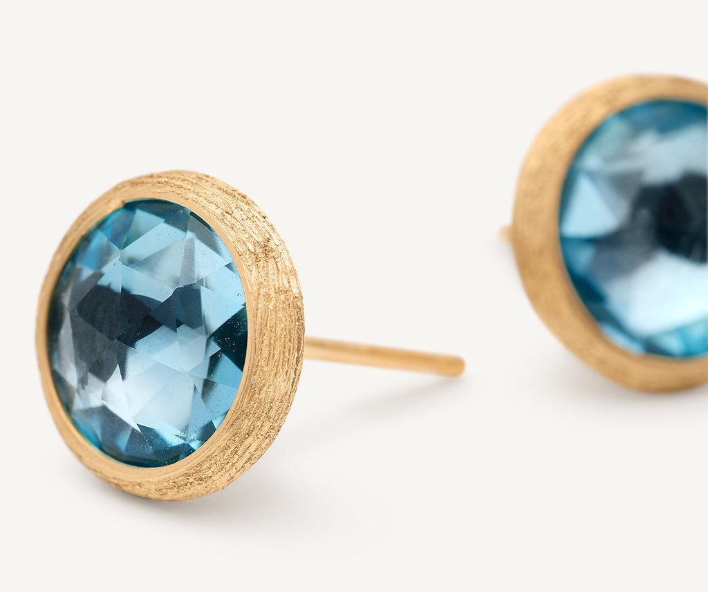 18K Yellow Gold Blue Topaz Stud Earrings OB957_TP01_Y_02