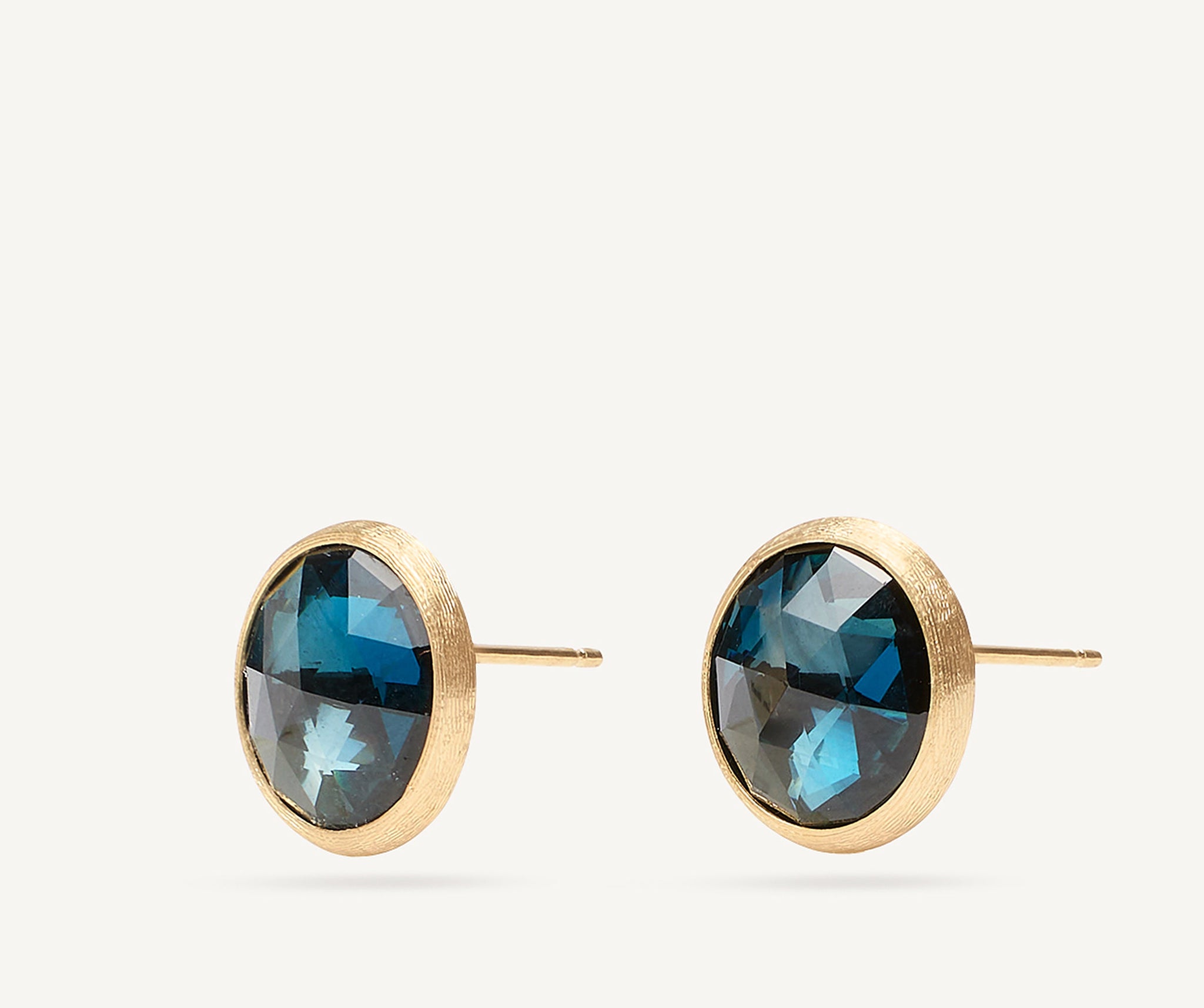 18K Yellow Gold London Blue Topaz Medium Stud Earrings