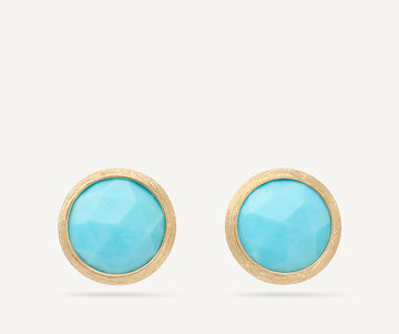 18K Yellow Gold Turquoise Stud Earrings OB957_TU01_Y_02