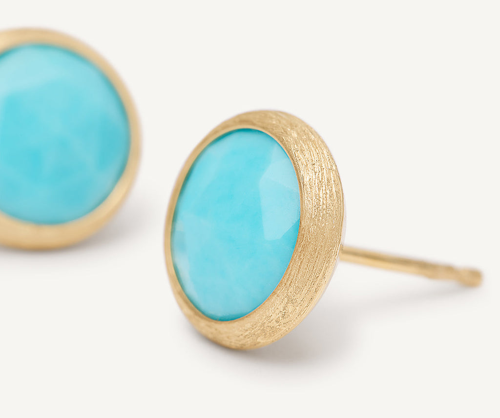18K Yellow Gold Turquoise Stud Earrings OB957_TU01_Y_02