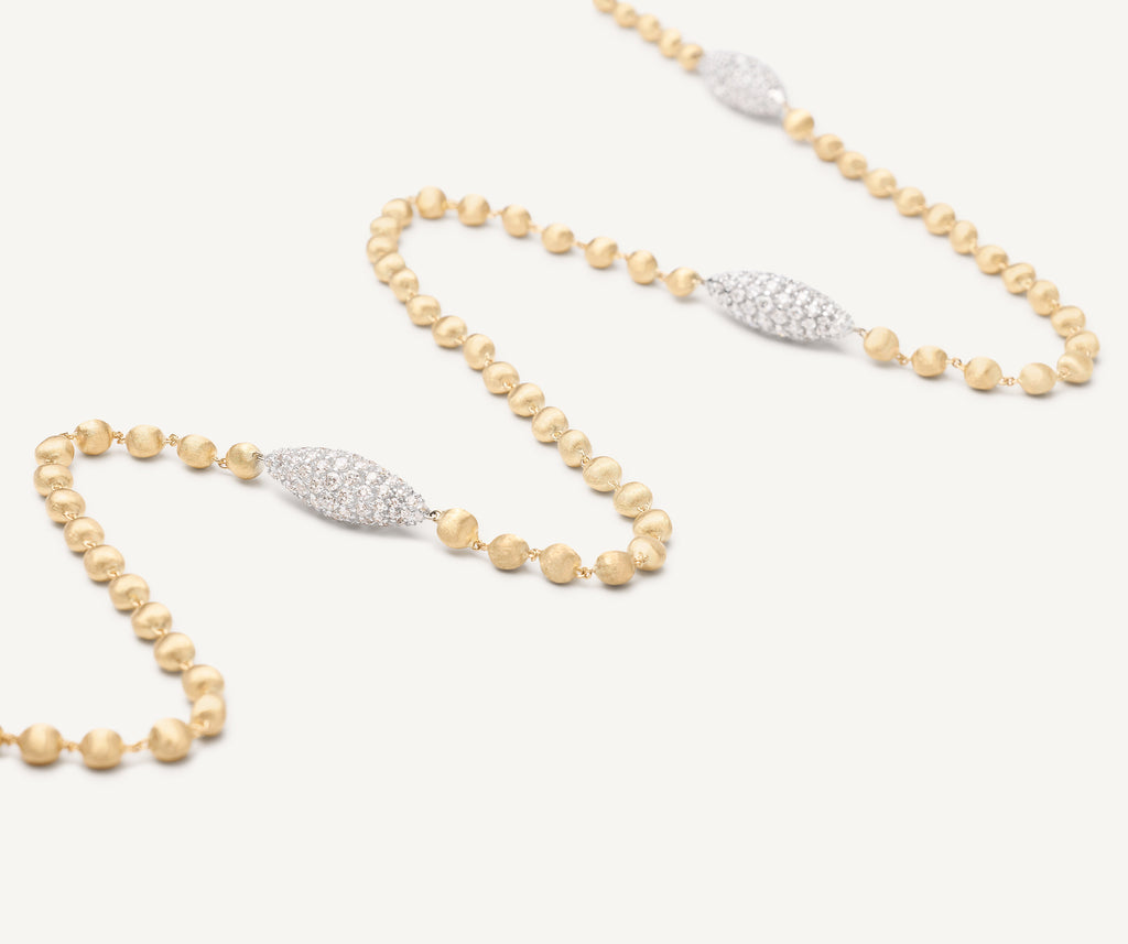 AFRICA 18K Yellow Gold Bead Long Necklace With Diamond Elements CB2818_B_YW_Q6