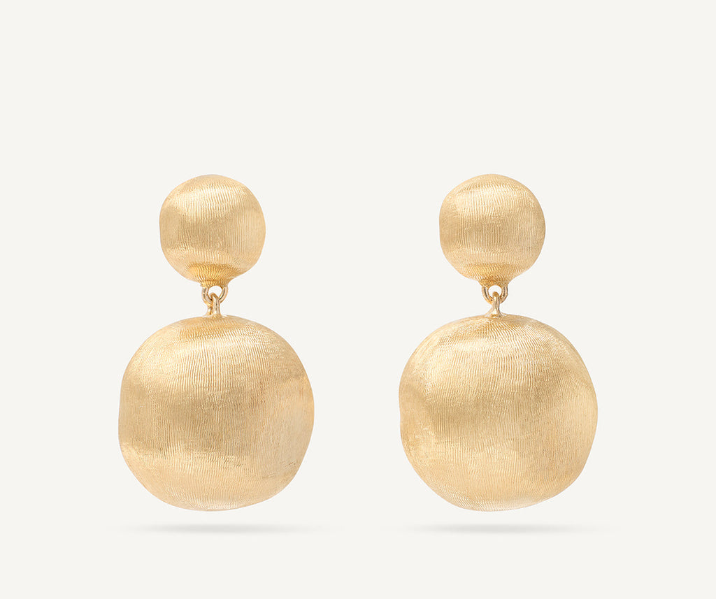 AFRICA 18K Yellow Gold Double Drop Earrings, Small OB921__Y_02