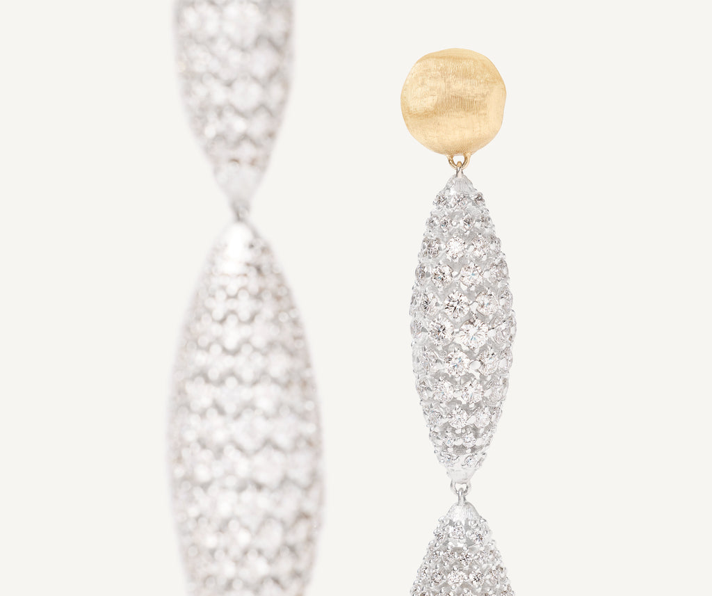 AFRICA 18K Yellow Gold Double Drop Earrings With Diamonds OB1877_B_YW_Q6