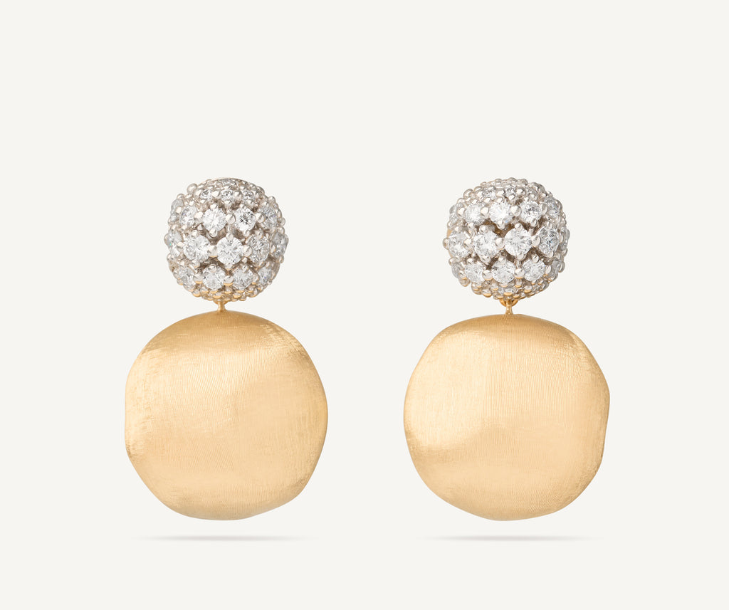 AFRICA 18K Yellow Gold Drop Earrings with Diamond Pavé OB1898_B2_YW_Q6