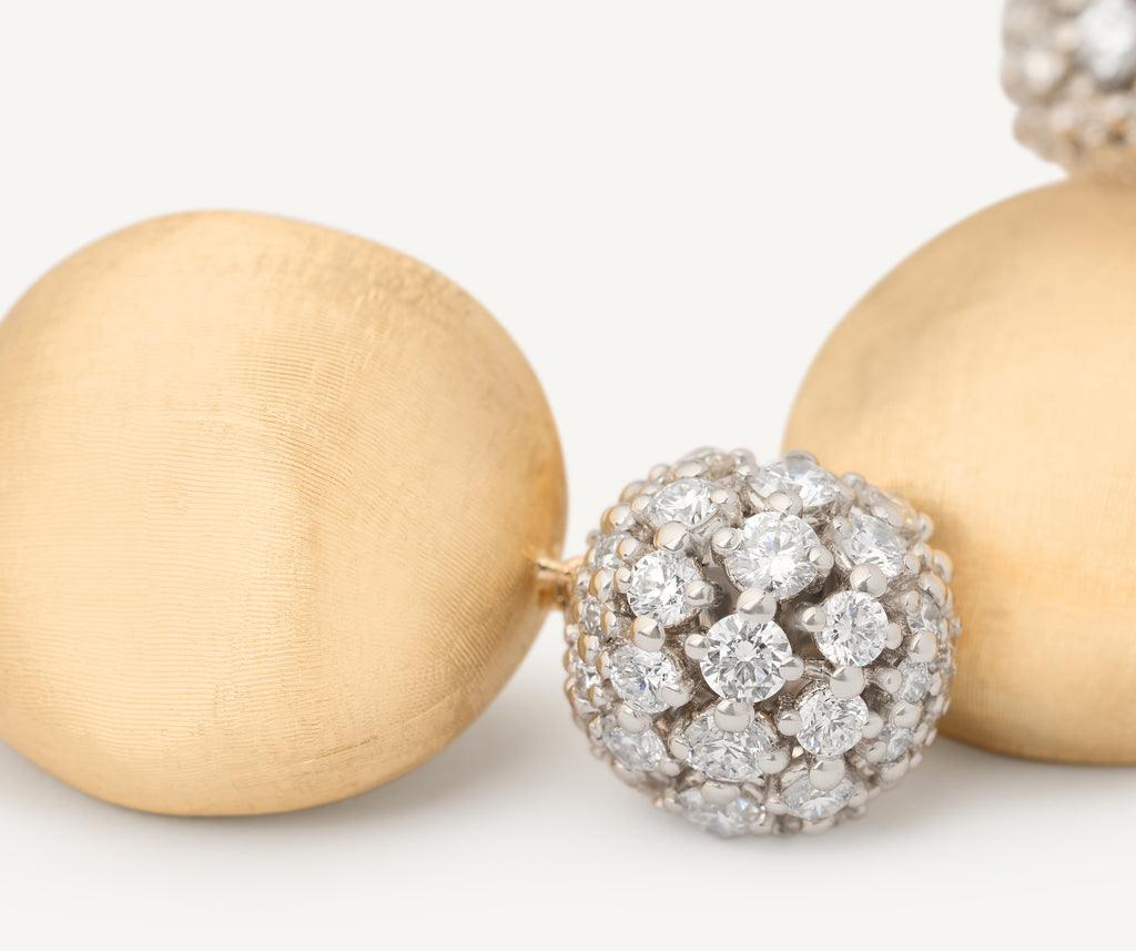 AFRICA 18K Yellow Gold Drop Earrings with Diamond Pavé OB1898_B2_YW_Q6