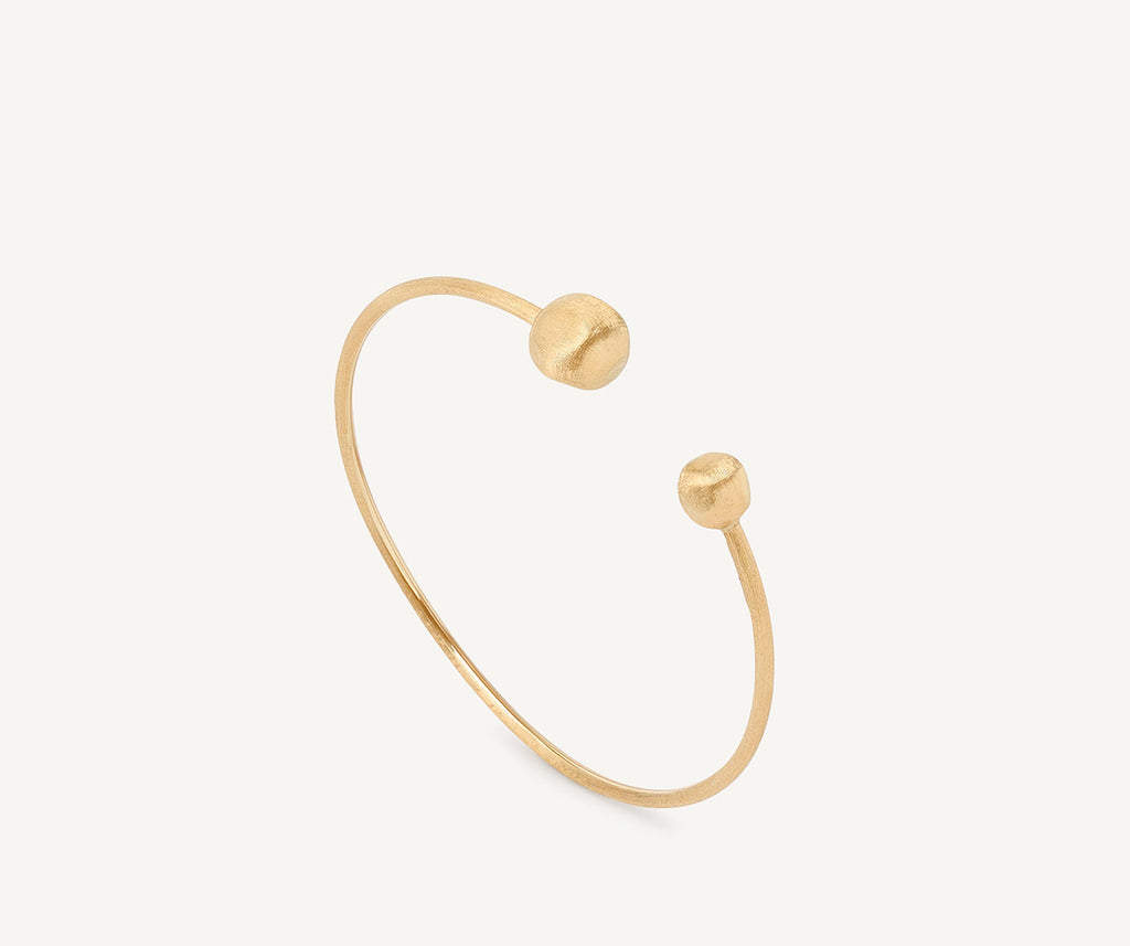 AFRICA 18K Yellow Gold Flexible Bangle With Small Beads SB42__Y_02