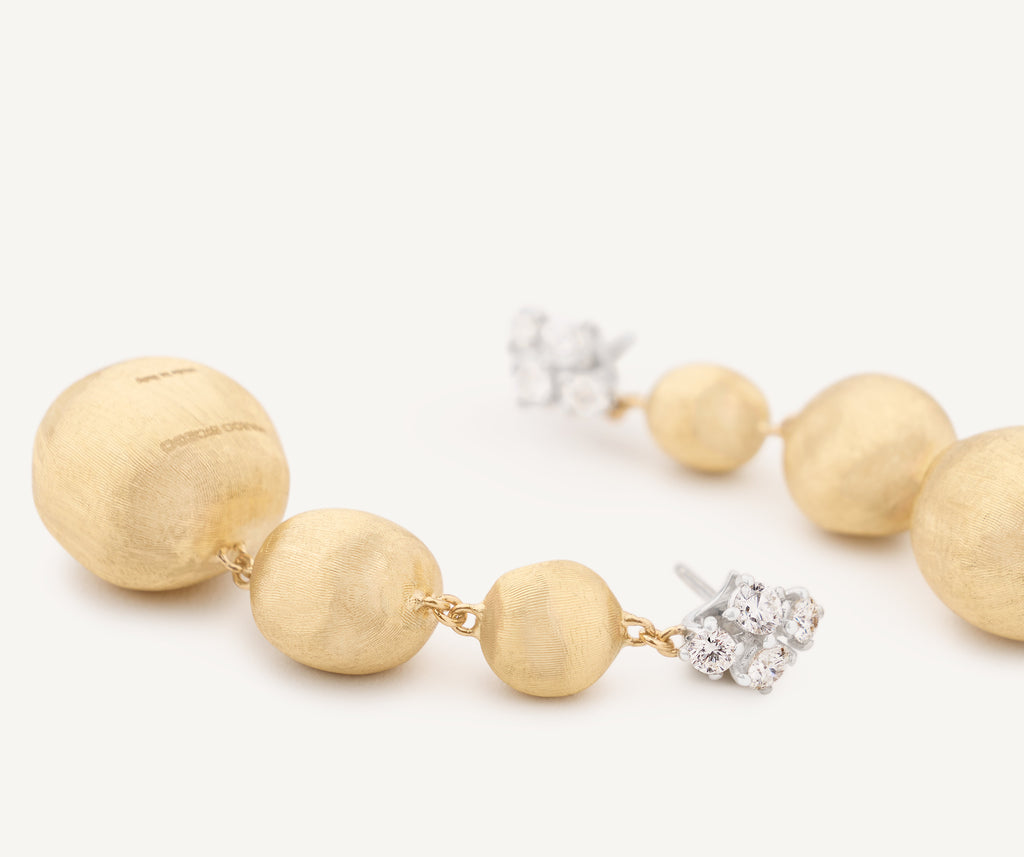 AFRICA 18K Yellow Gold Graduated Drop Earrings With Diamonds OB1881_B_YW_Q6