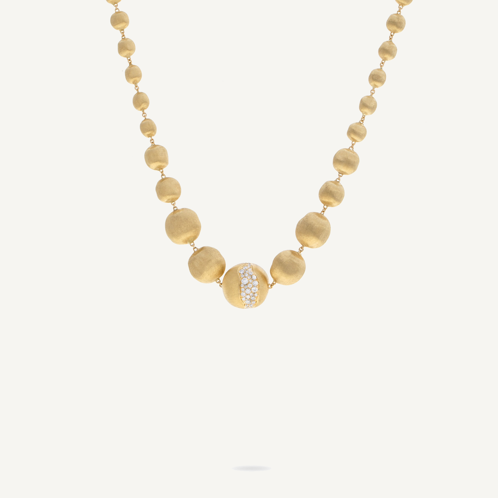 AFRICA 18K Yellow Gold Graduated Necklace With Diamond Pavé CB2293_B2_Y_02