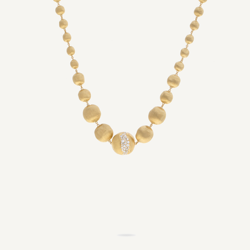 AFRICA 18K Yellow Gold Graduated Necklace With Diamond Pavé CB2293_B2_Y_02