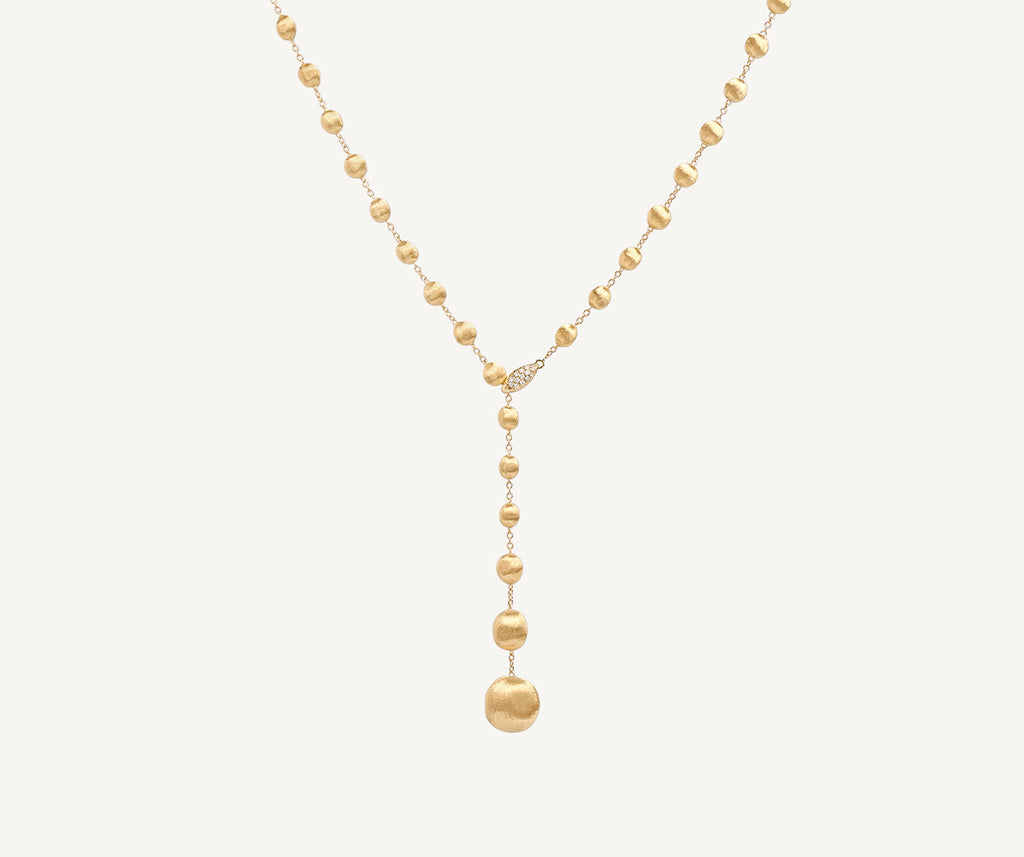 AFRICA 18K Yellow Gold Lariat Necklace With Diamond Pavé Clasp CB2346_B_Y_02