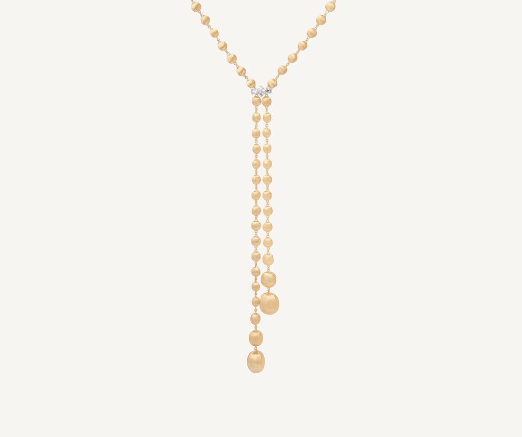 AFRICA 18K Yellow Gold Lariat Necklace With Diamond Pavé Clasp CB2817_B1_YW_Q6
