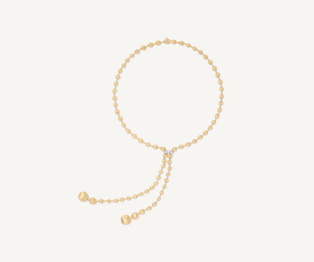 AFRICA 18K Yellow Gold Lariat Necklace With Diamond Pavé Clasp CB2817_B1_YW_Q6