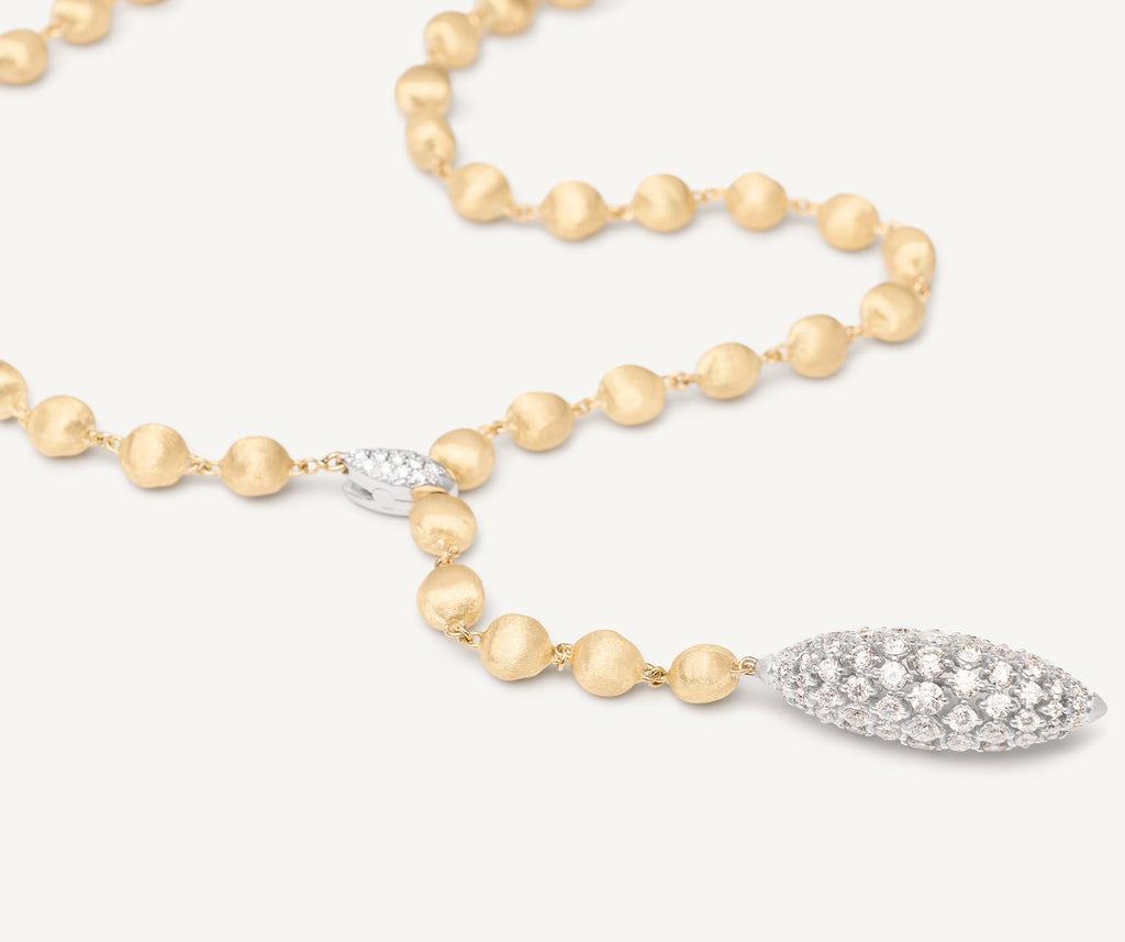 AFRICA 18K Yellow Gold Lariat Necklace With Diamond Pendant CB2815_B_YW_Q6