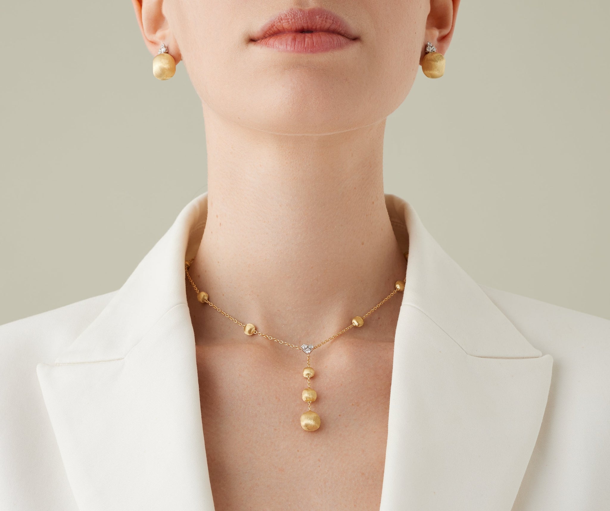 18K Yellow Gold Lariat Necklace With Diamonds – Marco Bicego
