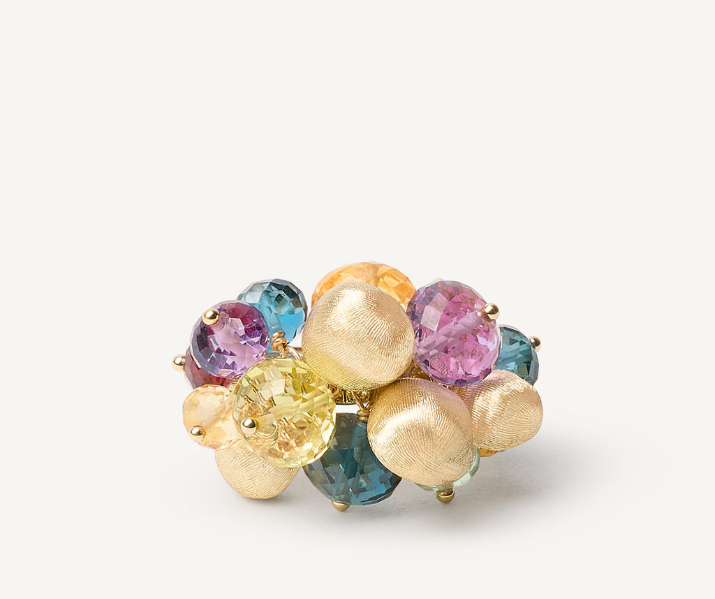 AFRICA 18K Yellow Gold Mixed Gemstone Cocktail Ring