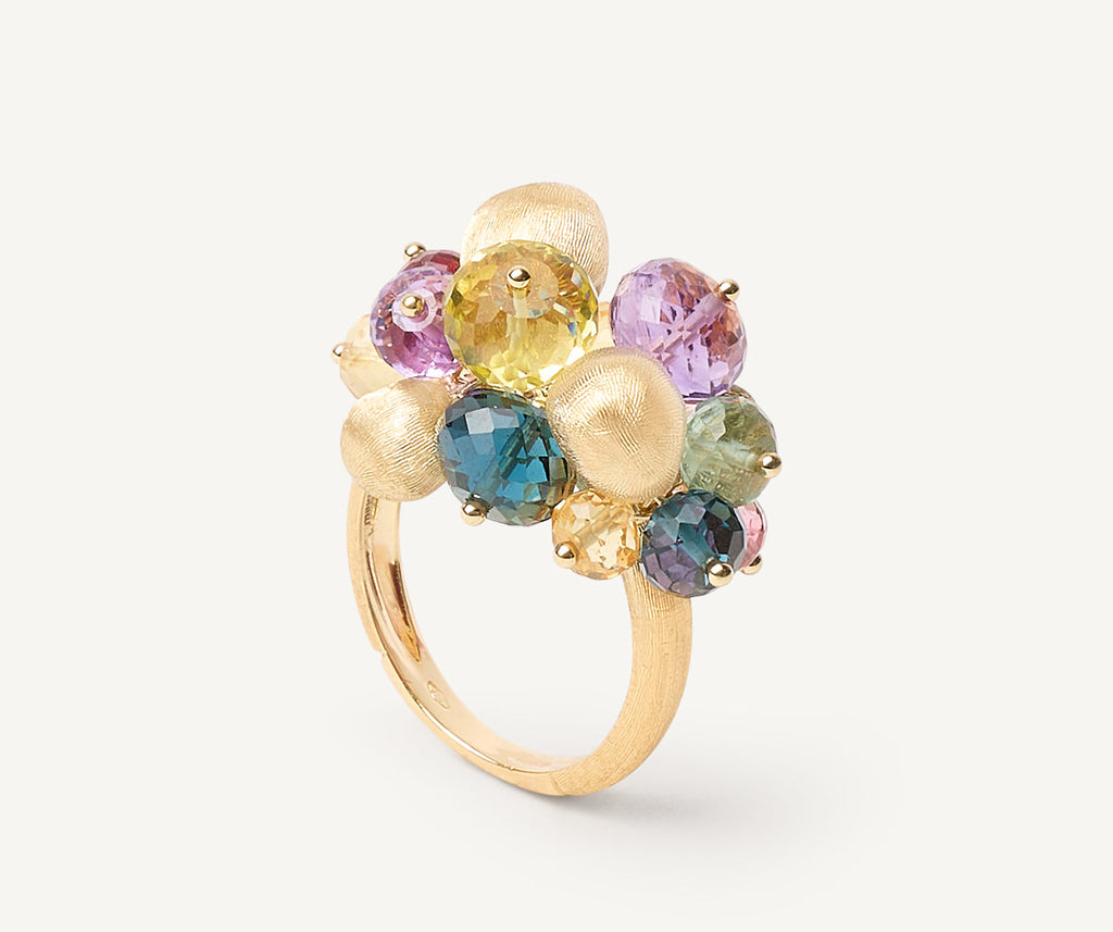 AFRICA 18K Yellow Gold Mixed Gemstone Cocktail Ring