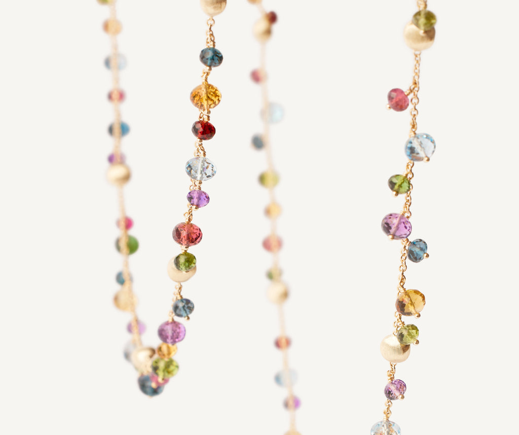 AFRICA 18K Yellow Gold Mixed Gemstone Long Necklace CB2783_MIX02_Y_02