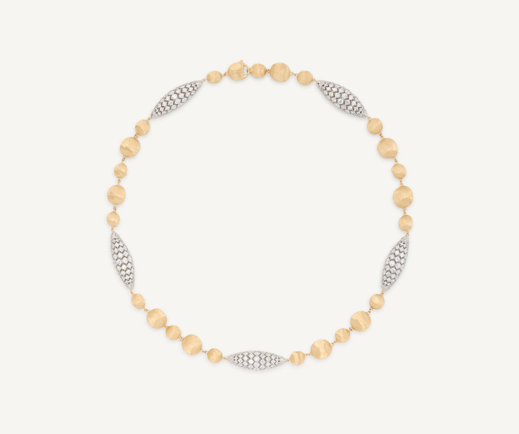AFRICA 18K Yellow Gold Necklace With Boules and Diamond Elements CB2862_B_YW_Q6