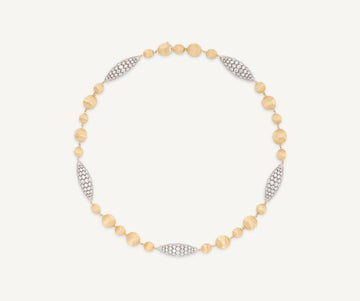 AFRICA 18K Yellow Gold Necklace With Boules and Diamond Elements CB2862_B_YW_Q6