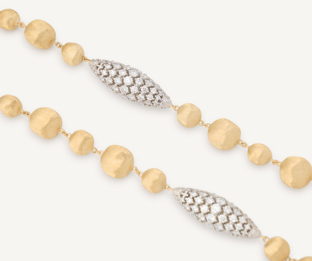 AFRICA 18K Yellow Gold Necklace With Boules and Diamond Elements CB2862_B_YW_Q6