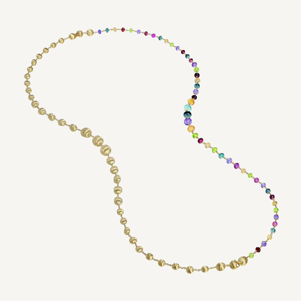 AFRICA 18K Yellow Gold Necklace With Mixed Gemstones, Long CB2357_MIX02_Y_02