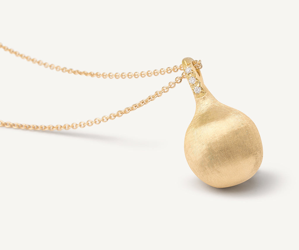 AFRICA 18K Yellow Gold Pendant Necklace With Diamond Accents CB2493_B_Y_02