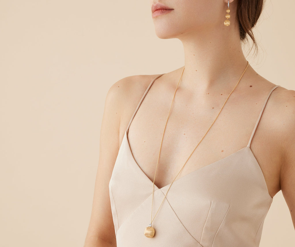 AFRICA 18K Yellow Gold Pendant Necklace With Diamond Accents, Long CB2838_B_YW_Q6