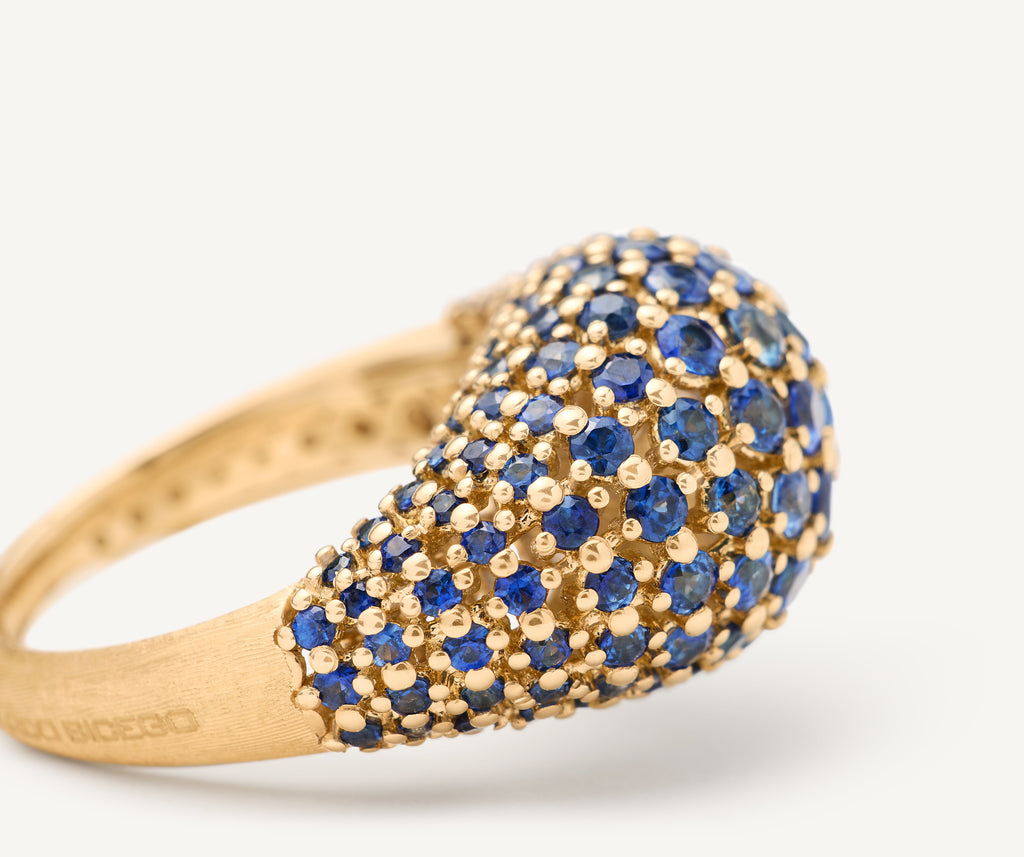AFRICA 18K Yellow Gold Ring with Blue Sapphire Pavé AB659_ZB01_Y_02