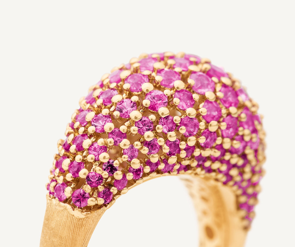 AFRICA 18K Yellow Gold Ring with Pink Sapphire Pavé AB659_ZR01_Y_02